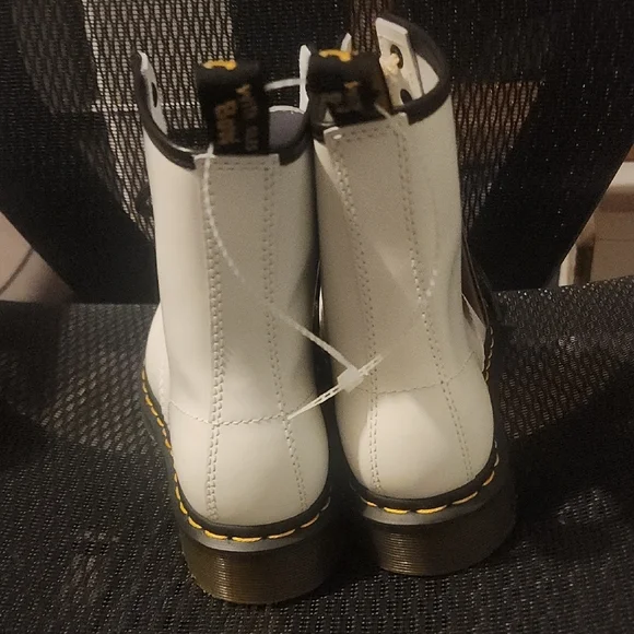 Dr. Martens 1460 White Leather Boots with Black Accents - Picture 3 of 7